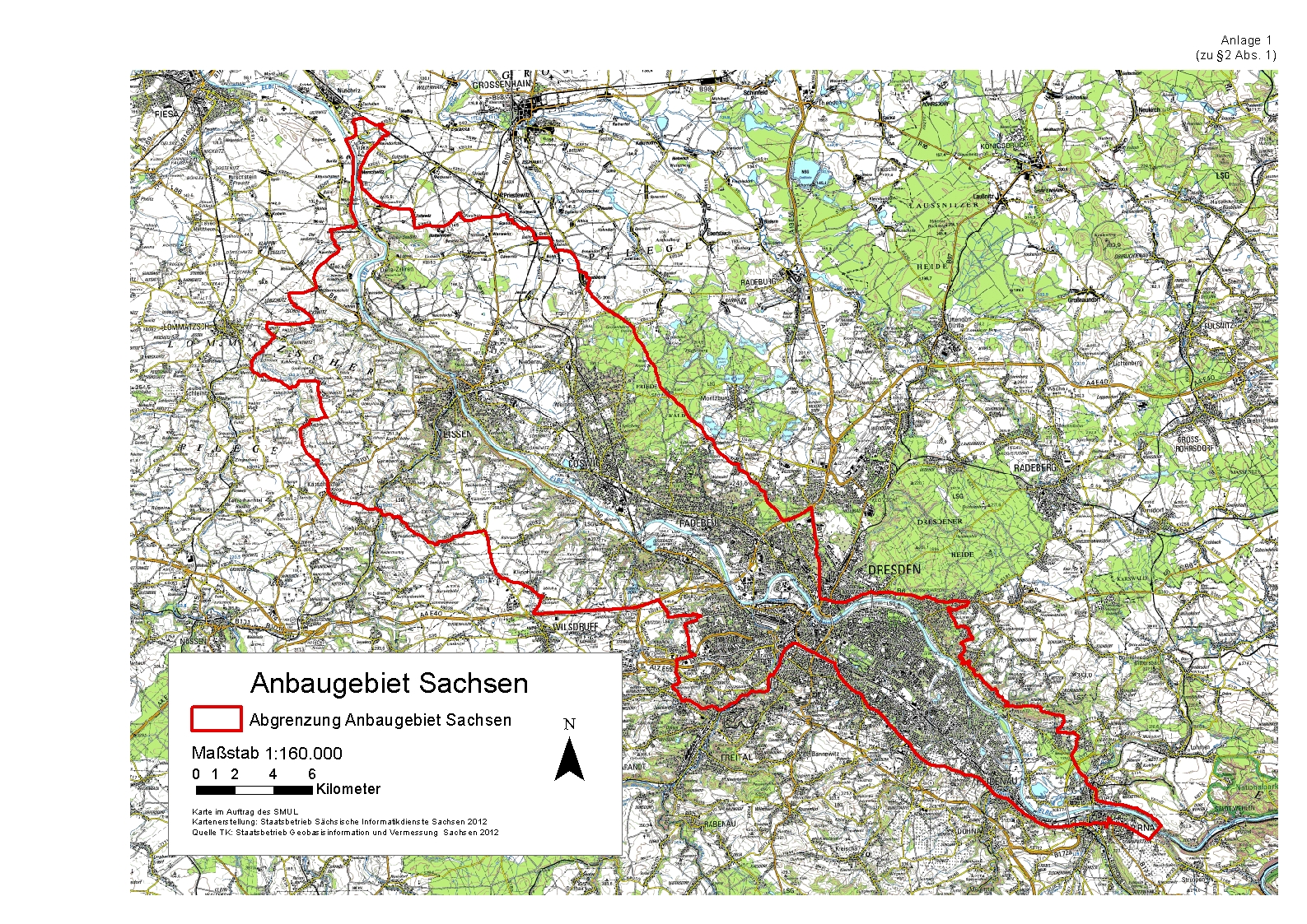 Karte Anbaugebiet Sachsen