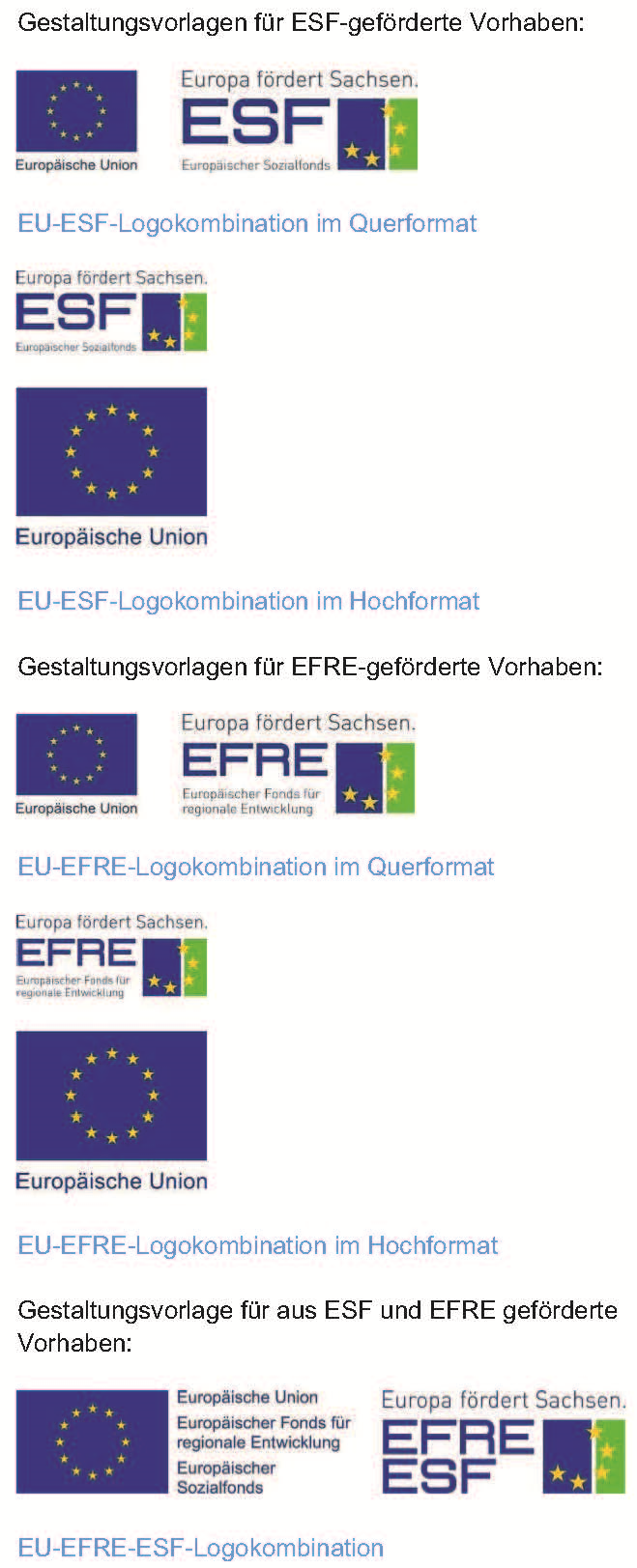 Bild 1 Gestaltungsvorlagen für EFRE-geförderte Vorhaben