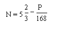 formel N = (5 mal 2 durch 3) minus P durch 168